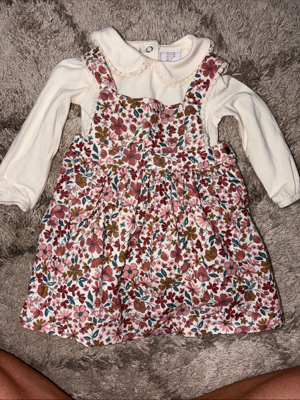 Baby Girls Corduroy Dress with Cream Top